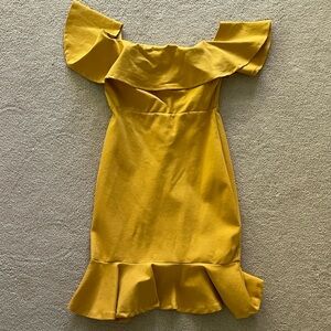 Lulu's Mustard Yellow Ruffle Dress